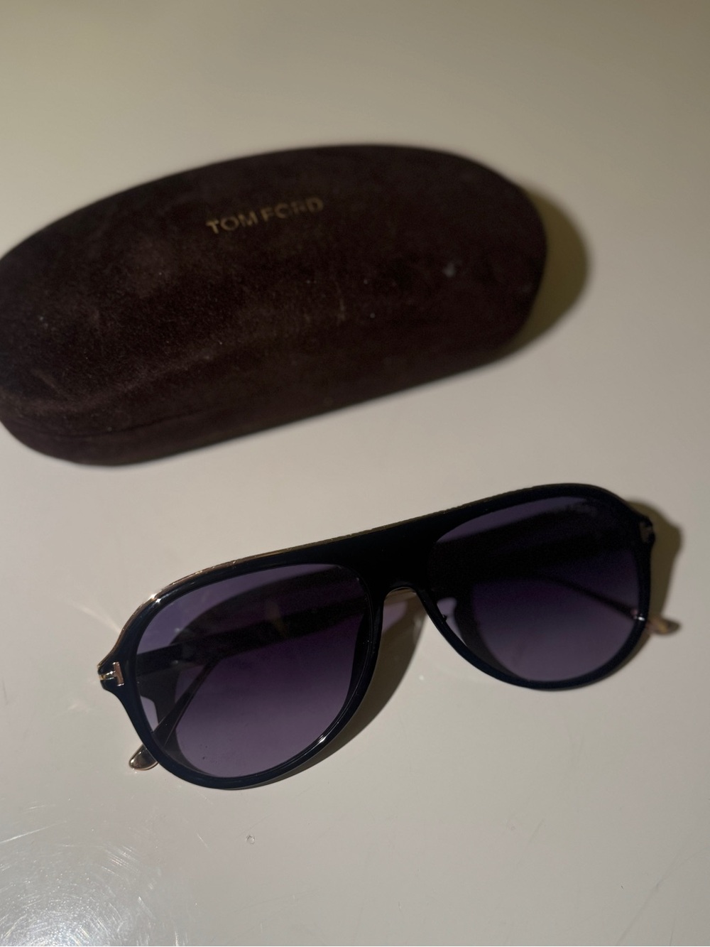 Tom Ford Black Aviator Sunglasses with Gradient Lenses
